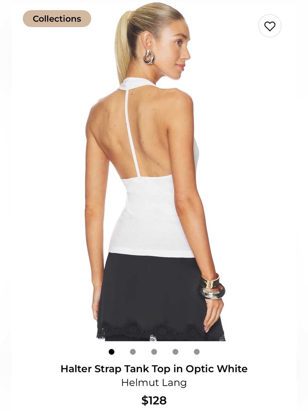 Helmut Lang Halter Strap Tank Top in Optic White size XS